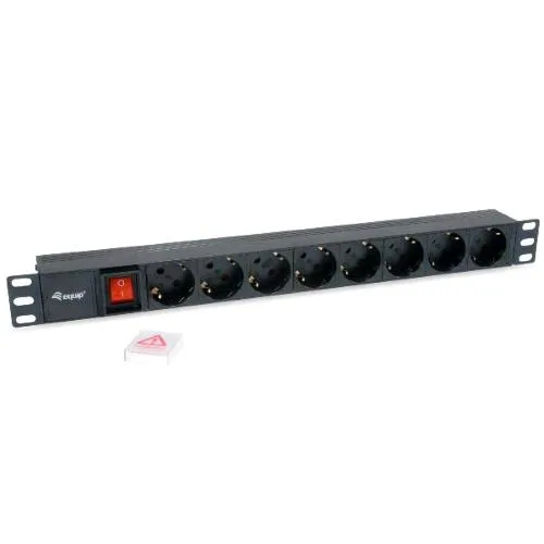 Equip Multipresa per Rack 8-Bay Schuko CEE7/4 1U 19" con Interruttore On/Off Cavo 1.8 m Nero
