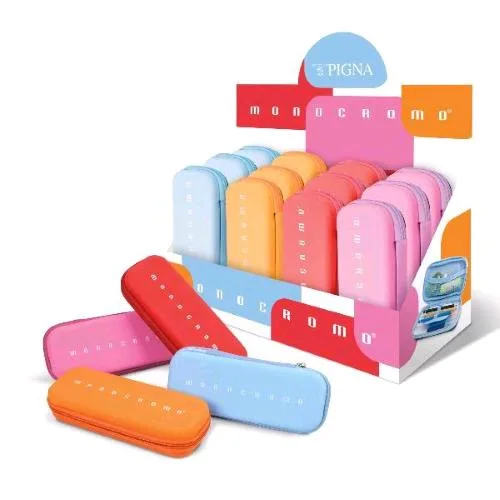 Pigna Monocromo Espositore Astuccio Ovale in Silicone 12X20 cm Chiusura con Zip Colori Assortiti Conf 12 Pz.
