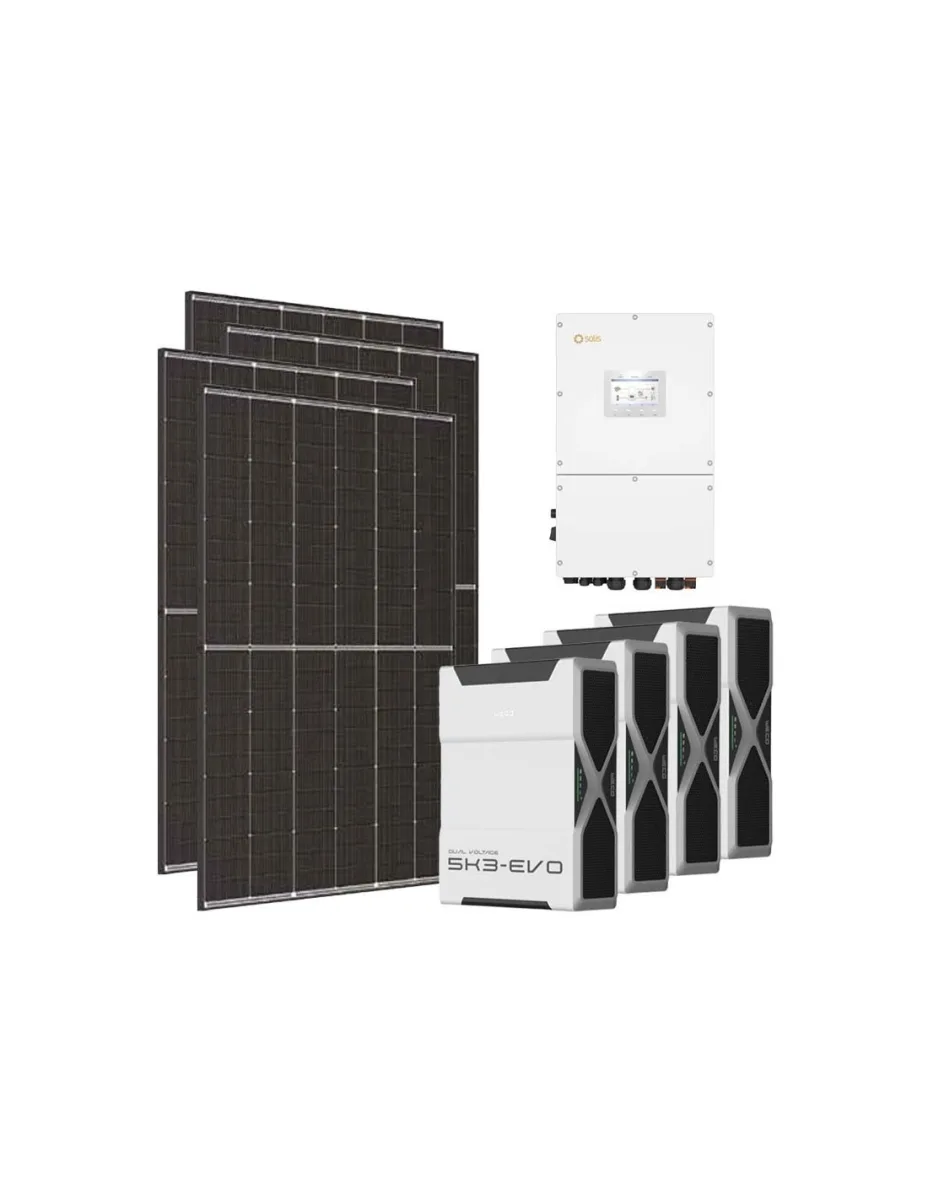 Kit fotovoltaico trifase 40040W inverter 40kW Solis litio 20.88kWh Weco EVO 5k3
