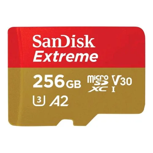 SanDisk Extreme Micro SDXC 256GB + SD Adapater 190MB/S 130MB/S A2 / Video Class V30 / Uhs-I U3 / CLASS10 Uhs-I