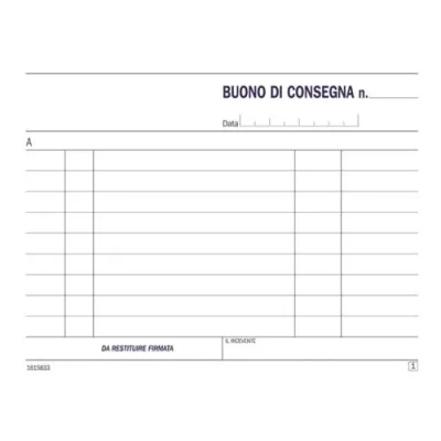 Data Ufficio Buoni di Consegna Blocco Autocopiante 3 Fogli 165X115 mm 99 Fogli Conf 5 Pz.