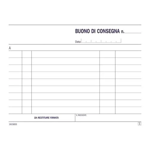 Data Ufficio Buoni di Consegna Blocco Autocopiante 3 Fogli 165X115 mm 99 Fogli Conf 5 Pz.