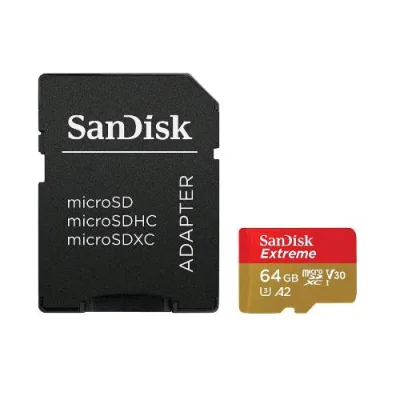 SanDisk Extreme Microsdxc 64GB+ Adattatore SD 170MB/S 80MB/S A2 Classe 10 V30 Oro Rosso