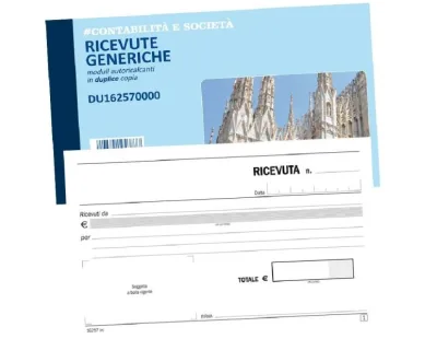 Data Ufficio Ricevute Generiche Autocopiante 2 Fogli 100X170 mm 100 Fogli Conf 5 Pz.
