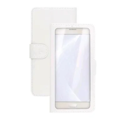 Celly Unica View Custodia a Libro Universale 4.5"- 5.0" con Display a Vista e Funzione Stand Integrata Bianco
