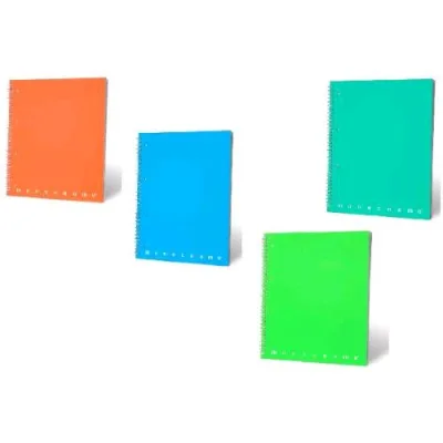 Pigna Monocromo Fluo Quaderno Spiralato 210X297 mm A4 80g 70 Fogli a Quadretti 5M Colori Assortiti Conf 5 Pz.