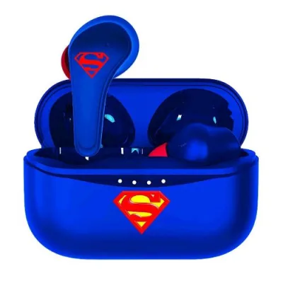 Otl DC0880 Auricolari Cuffie Wireless Bluetooth TWS DC Comics Superman con Custodia di Ricarica Blu