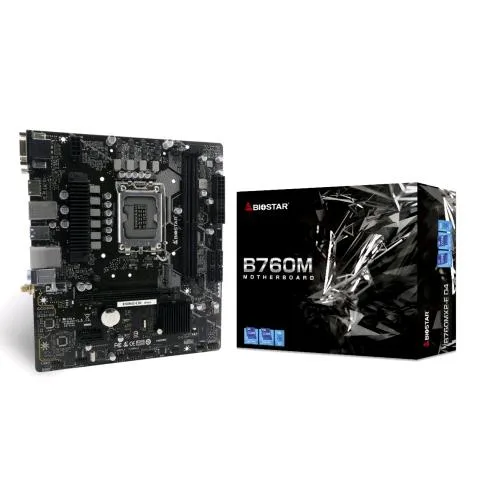 Biostar B760MX2-E Scheda Madre Intel B760 LGA1700 Micro ATX 2XDDR5 VGA HDMI DVI Pcie 4XSATA M.2 mATX