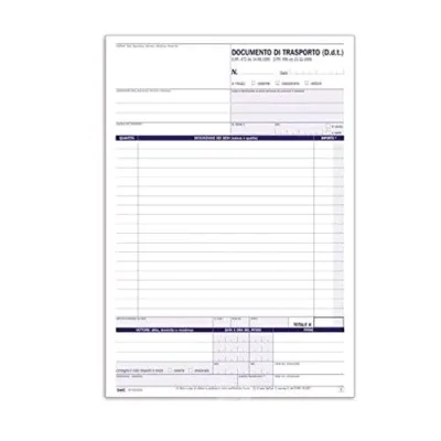 Data Ufficio Dcumento di Trasporto Autocopiante 3 Fogli 330X300 A4 Conf 5 Pz.