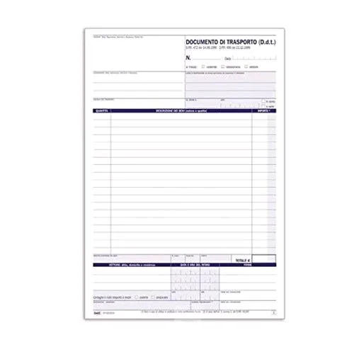Data Ufficio Dcumento di Trasporto Autocopiante 3 Fogli 330X300 A4 Conf 5 Pz.