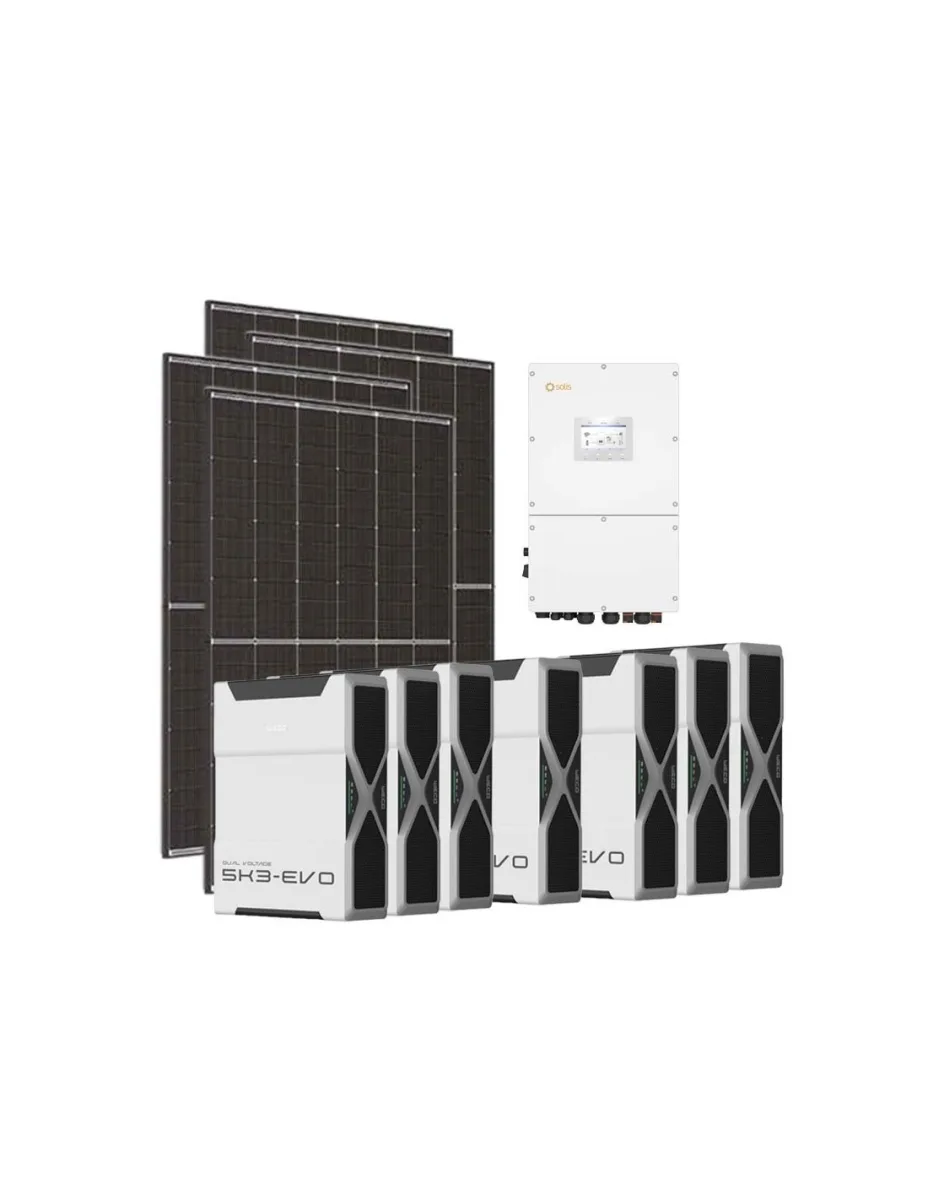 Kit fotovoltaico trifase 30030W inverter 30kW Solis batteria al litio 36.54kWh Weco EVO 5k3