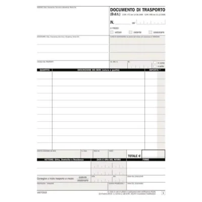Data Ufficio Documento di Trasporto Autocopiante 3 Copie 215X148MM A5 33 Moduli Conf 5 Pz.