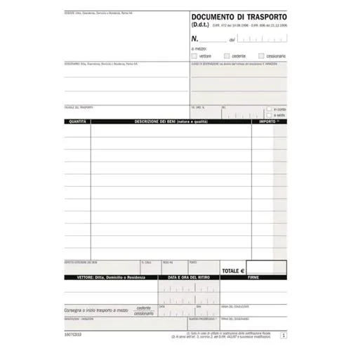 Data Ufficio Documento di Trasporto Autocopiante 3 Copie 215X148MM A5 33 Moduli Conf 5 Pz.