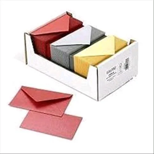 Cartotecnica Favini Perla Scatola con 150 Buste 120 g + 150 Cartoncini 250 g 7.2X11 Colore Rosso Oro Argento