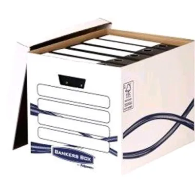 Fellowes Banker Box Scatola Archivio in Cartone 420X320X330 mm Col. Bianco/Blu Conf 10 Pz.