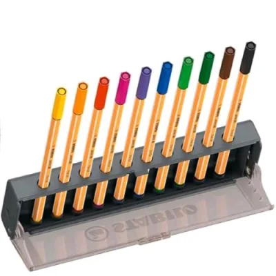 Stabilo Click Set Point 88 Penna Punta in Fibra Tratto 0.4 mm Colori Assortiti Conf 10 Pz.