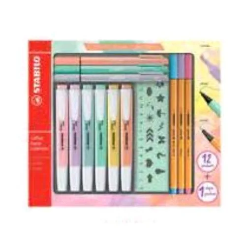 Stabilo Cofanetto Pastel Collection con 6 Evidenziatori Swing Cool 3 Finelainer Point 88 + 3 Pointmax e 1 Righello Colori Assortiti Conf 13 Pz.