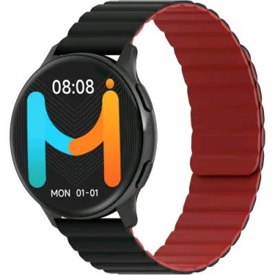 Imiki Holo TG2 Smartwatch Display Amoled 1,43", Connettivita' Bluetooth, Cinturino Magnetico, Misura Ossigeno Nel Sangue e Frequenza Cardiaca, Android e Ios - Black + Black/Red