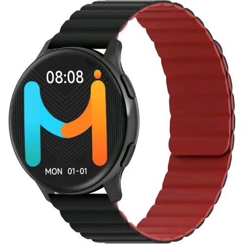Imiki Holo TG2 Smartwatch Display Amoled 1,43", Connettivita' Bluetooth, Cinturino Magnetico, Misura Ossigeno Nel Sangue e Frequenza Cardiaca, Android e Ios - Black + Black/Red