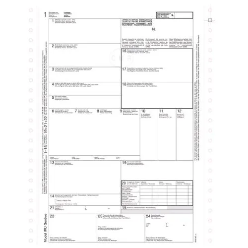 Data Ufficio Lettera di Vettura Internazionale CMR MC 12X24 cm 5 Copie Autoricalcanti a Modulo Continuo Conf 50 Pz.