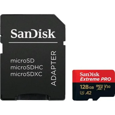 SanDisk Extreme Pro microSDXC 128GB V30 Uhs-I U3 CLASS10 con Adattatore da microSDXC a SD