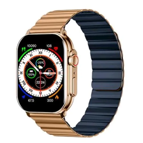 Imiki SF1 Smartwatch 2.01" Touch Screen Cardiofrequenzimetro Monitoraggio Dello Stress Cassa Rose Gold Cinturino Rose Gold Blu