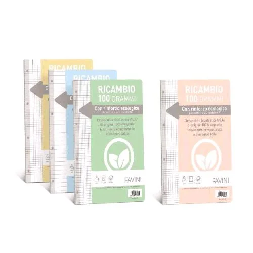 Cartotecnica Favini Ricambio Rinforzato Bio 100 g 210X297 mm A4 40 Fogli a Quadretti 0Q Bianco