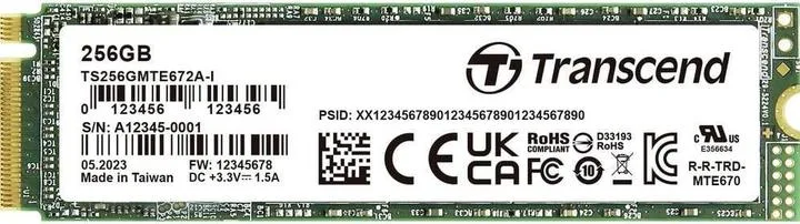 SSD M.2 256GB 2280 PCIE GEN3X4 NVME 3D TLC TRANSCEND DISSIPATORE ALLUMI