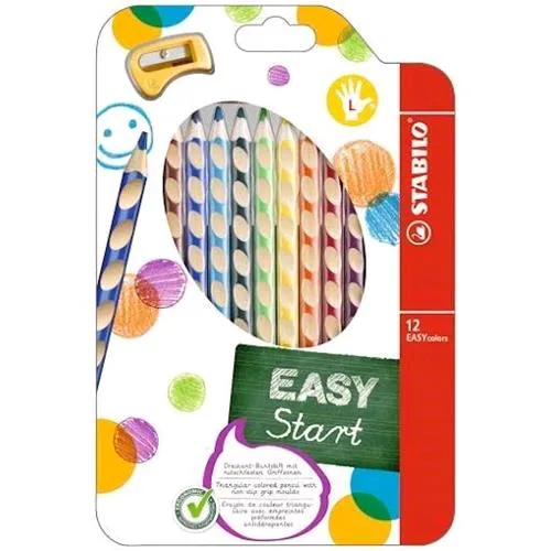 Stabilo Easy Start Pastelli 4.2 mm per Mancini con Temperino Colori Assortiti Conf. 12 Pz.
