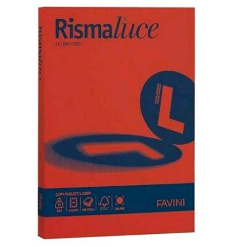 Cartotecnica Favini Risma Luce Carta A4 100 Fogli 90 g Col. Rosso Scarlatto 61