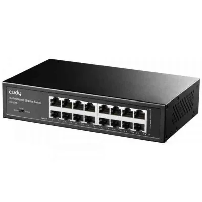 CUDY GS1016 Switch 16 Porte Gigabit (10/100/1000) in Metallo Montabile su Rack Kit di Montaggio Incluso Nero