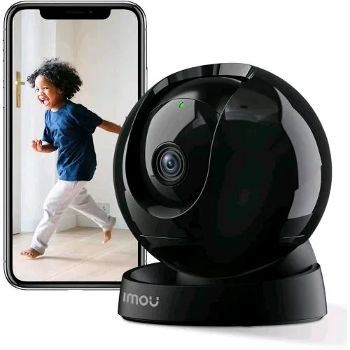 IMOU Rex 3D 3K Telecamera Motorizzata da Interno 5MP con Sirena Integrata Visione Notturna Audio Bidirezionale Tracciamento del Movimento Compatibile con Alexa/Google Home Nero