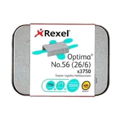 Rexel Optima Punti Metallici 56 26/6 con Confezione Portapunti in Alluminio 40 Fogli Argento 3.750 Pezzi