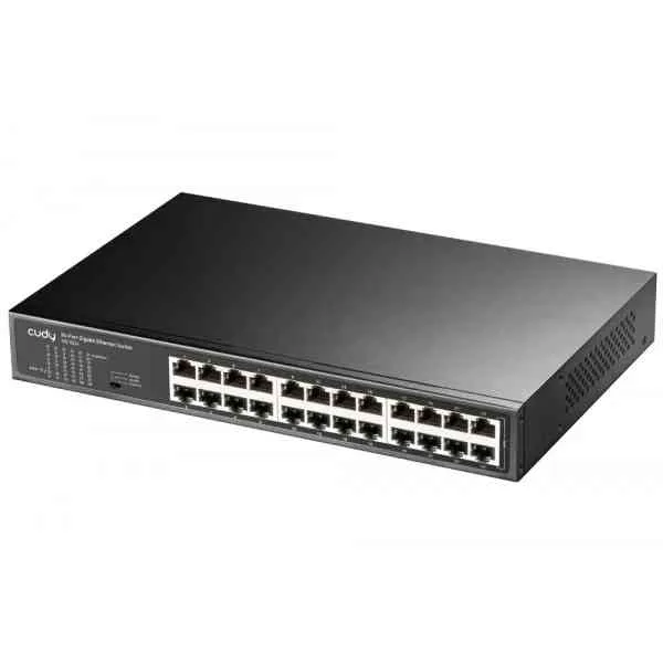 CUDY GS1024 Switch 24 Porte Gigabit (10/100/1000) in Metallo Montabile su Rack Kit Montaggio Incluso Nero