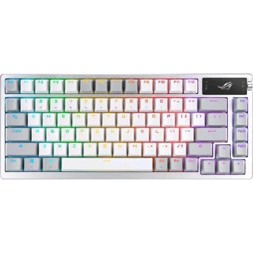ASUS Rog Azoth White Tastiera Gaming RGB USB/Bluethoot/RF Switch Rog NX Rossi Sostituibili, Stabilizzatori Tastiera, Copritasti PBT, Illuminazione RGB, Layout Italia, Bianco
