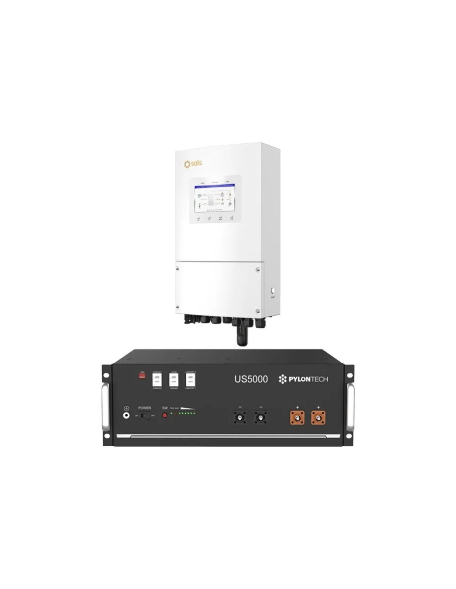 Sistema di accumulo monofase inverter 3.6kW Solis accumulo litio 4.8kWh Pylontech US5000