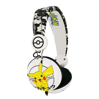 Otl Pokemon Pickachu Doem Design Cuffie per Bambini a Pdiglione Cablato 1.2 m Nero Bianco
