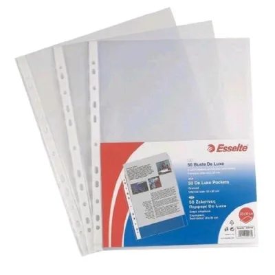Esselte Copy Safe Standard Buste con Foratura in PP Antiriflesso CM 21X29.7 A4 Trasprente Conf 25 Pz.