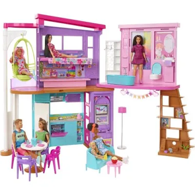 Mattel Barbie Casa di Malibu Play Set con 2 Piani 6 Stanze Ascensore e Accessori
