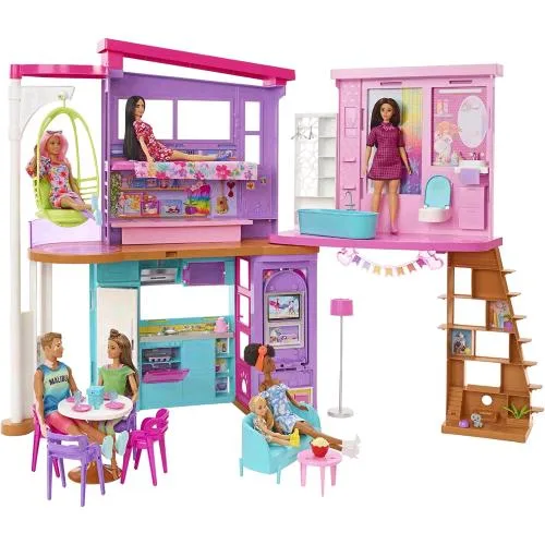 Mattel Barbie Casa di Malibu Play Set con 2 Piani 6 Stanze Ascensore e Accessori