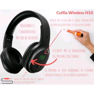 Empire Silent Lab T10 Cuffia Wireless per Conferenze Laboratori Linguistici Possibilita' di Ricevere su 10 Canali Diversi Regolabile e Confortevole per Ore di Ascolto