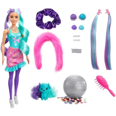 Mattel Barbie Color Reveal Glitter con Accessori per Acconciature Capelli