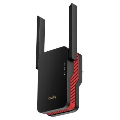 CUDY RE3000 Wireless Extender Wi-Fi 6 Dual Band 2.5/5GHz AX3000 1 LAN Gigabit Mesh 2 Antenne Esterne Rosso Nero