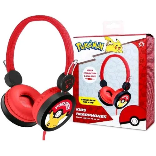 Otl Pokemon Pikachu Wink Core Wired Cuffie per Bambini con Cavo Jack 3.5mm Rosso