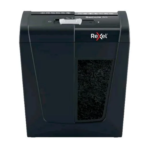 Rexel Secure S5 Distruggidocumenti a Strisce Cestino 10 l Capacita' 5 Fogli Nero