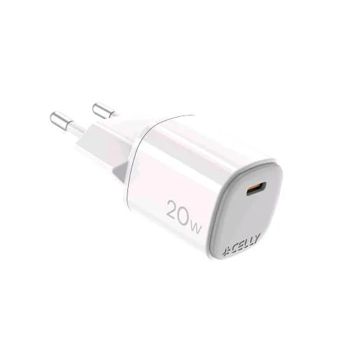 Celly Uptc Caricabatterie da Rete Gan 20 W 1 Porta USB-C Bianco