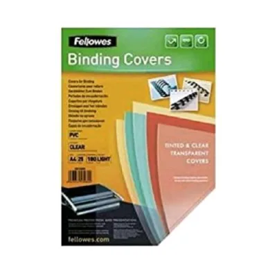 Fellowes Copertina per Rilegatrice in PVC A4 180 Mocron Trasparente Conf 25 Pz.