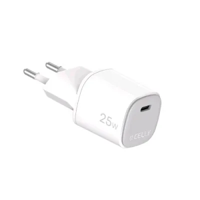 Celly Uptc Caricabatterie da Rete Gan 25 W 1 Porta USB-C Bianco