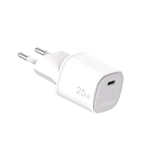Celly Uptc Caricabatterie da Rete Gan 25 W 1 Porta USB-C Bianco