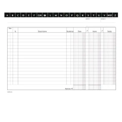 Data Ufficio Scheda a 3 Colonne Dare Avere Saldo 148X210 mm A5 Conf 100 Pz.